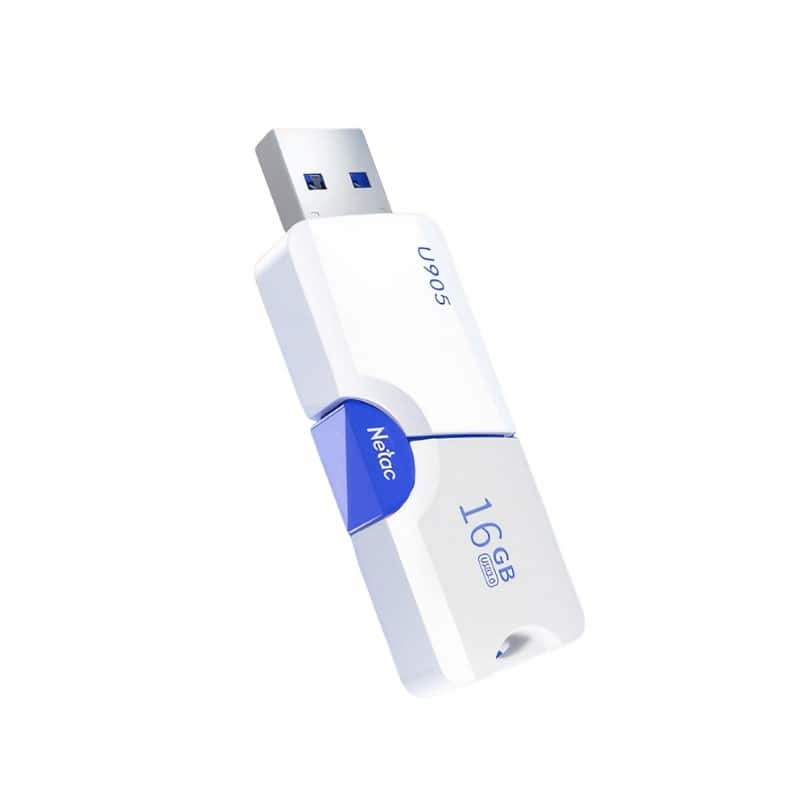 Netac - U905 16GB USB 3.2 Gen 1 Flash Drive with Sliding Design, Up to 130MB/s Read Speed - White