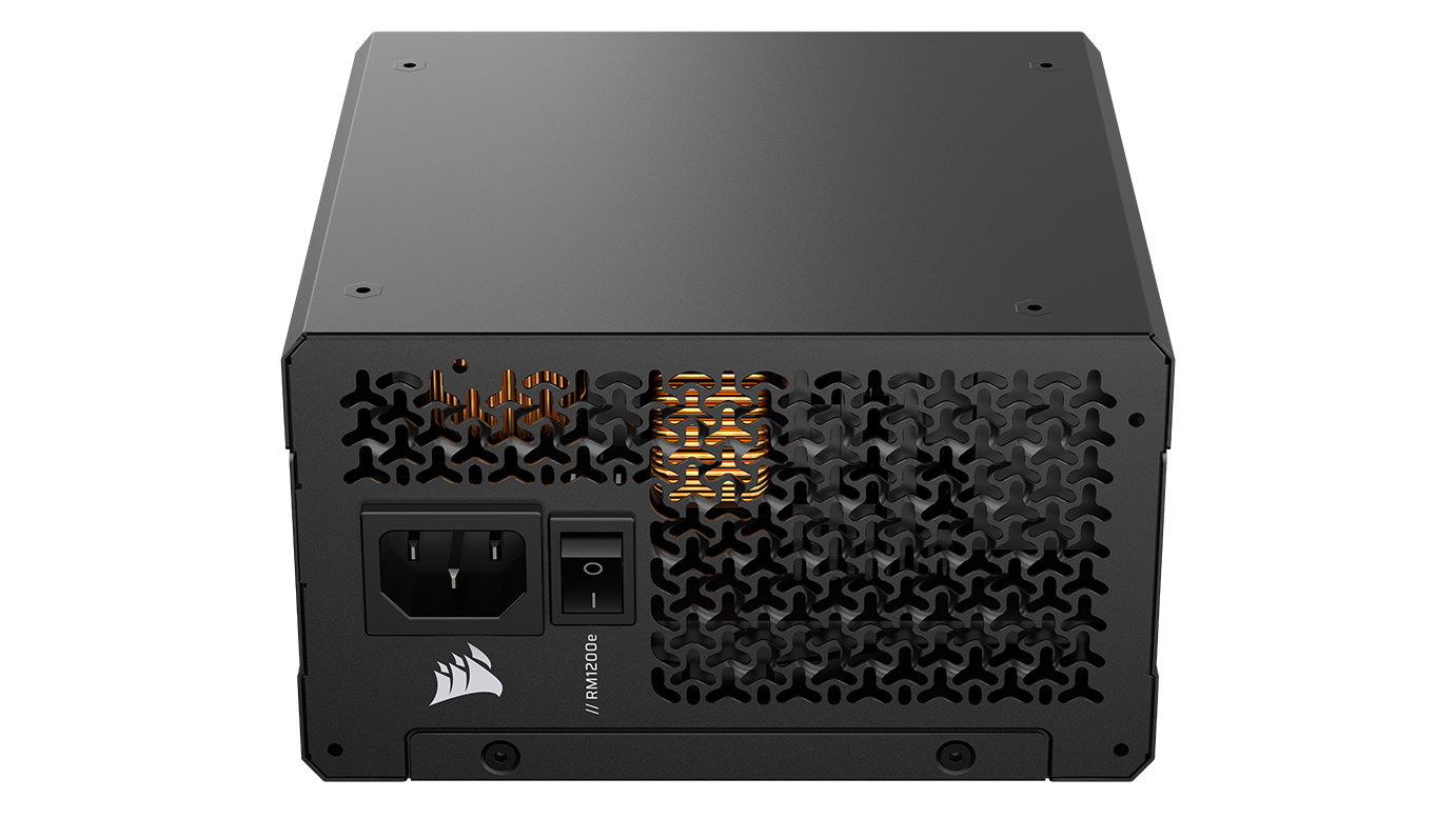 Alt View 1. CORSAIR - RM1200e 1200W Fully Modular Low-Noise ATX Power Supply, Native 12V-2x6, PinProtect OCP, Enhanced Cooling - Black.