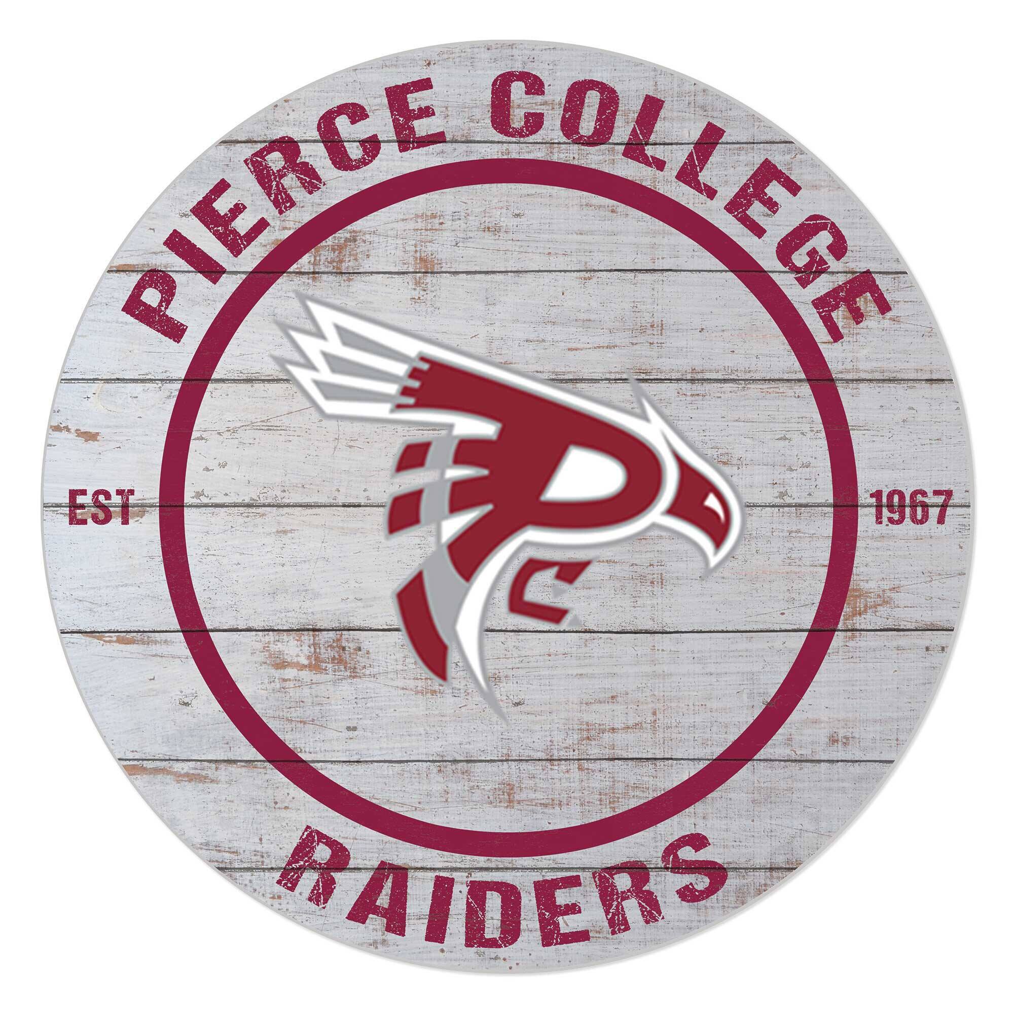 Pierce College Raiders 20'' x 20'' Indoor/Outdoor Weathered Circle Sign