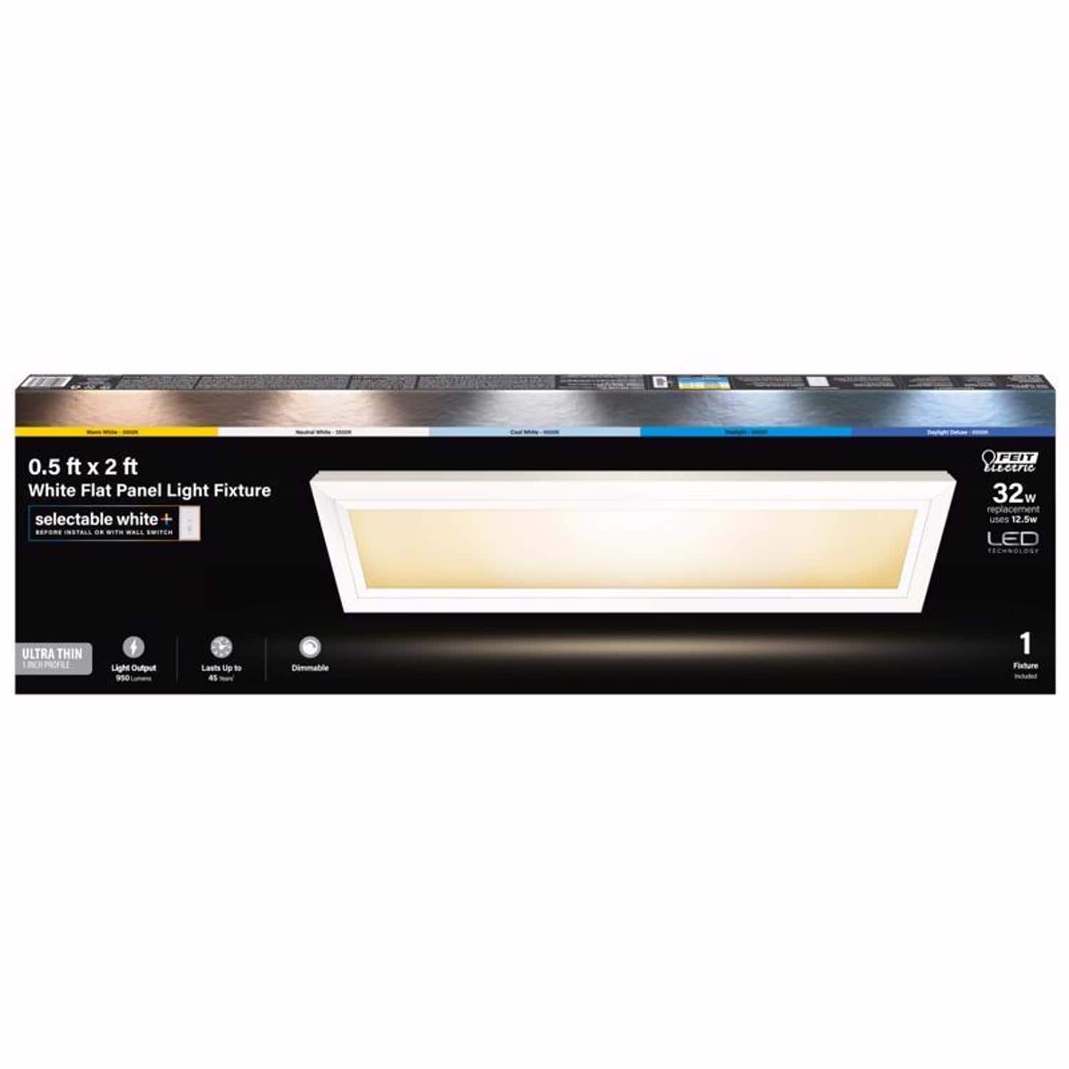 FEIT ELECTRIC - Feit EDGELIT 1 in. H X 6 in. W X 24 in. L White LED Flat Panel Light Fixture