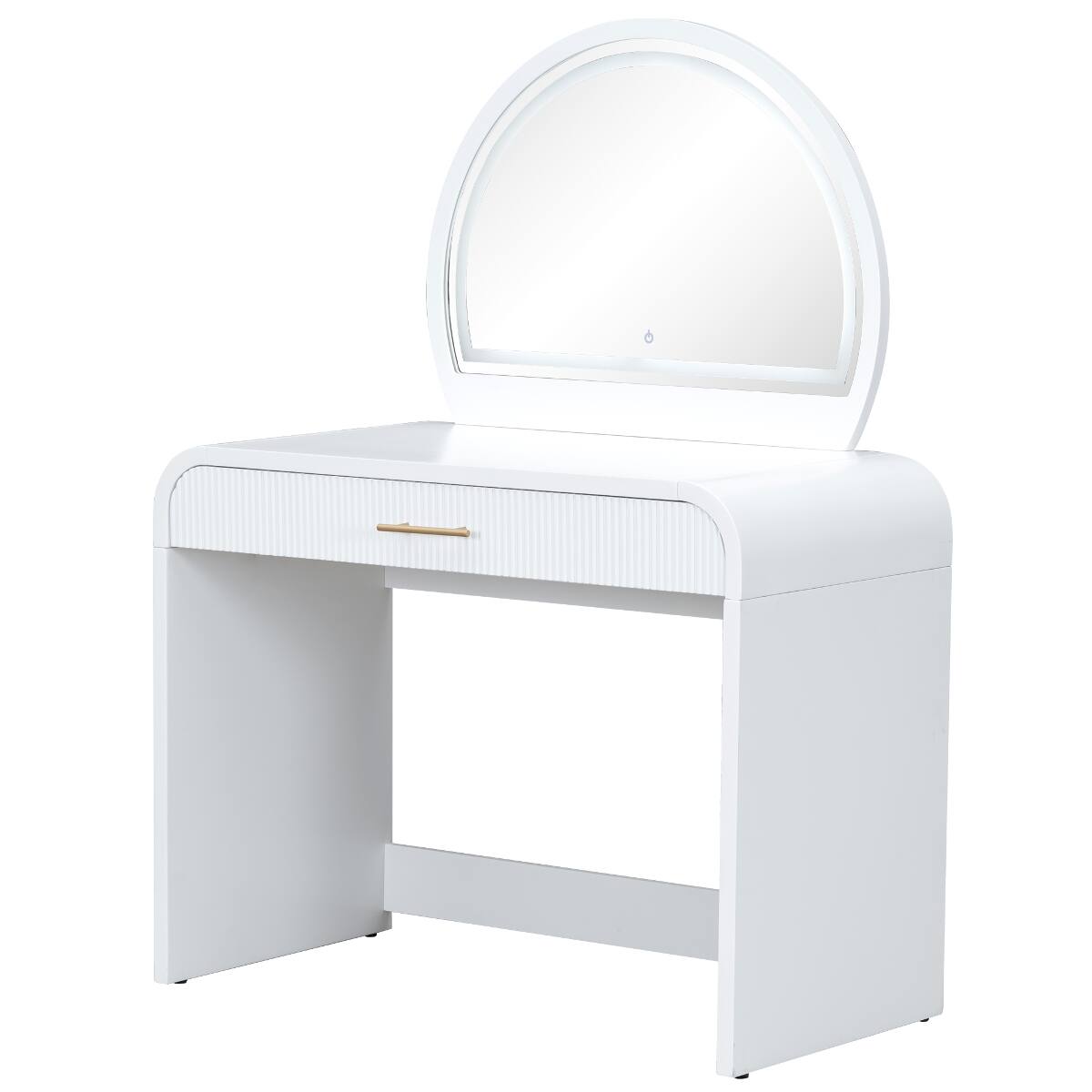 Alt View 10. Loheer - Loheer White Makeup Vanity Table with Touch Screen Lighted Mirror and Drawer - White.