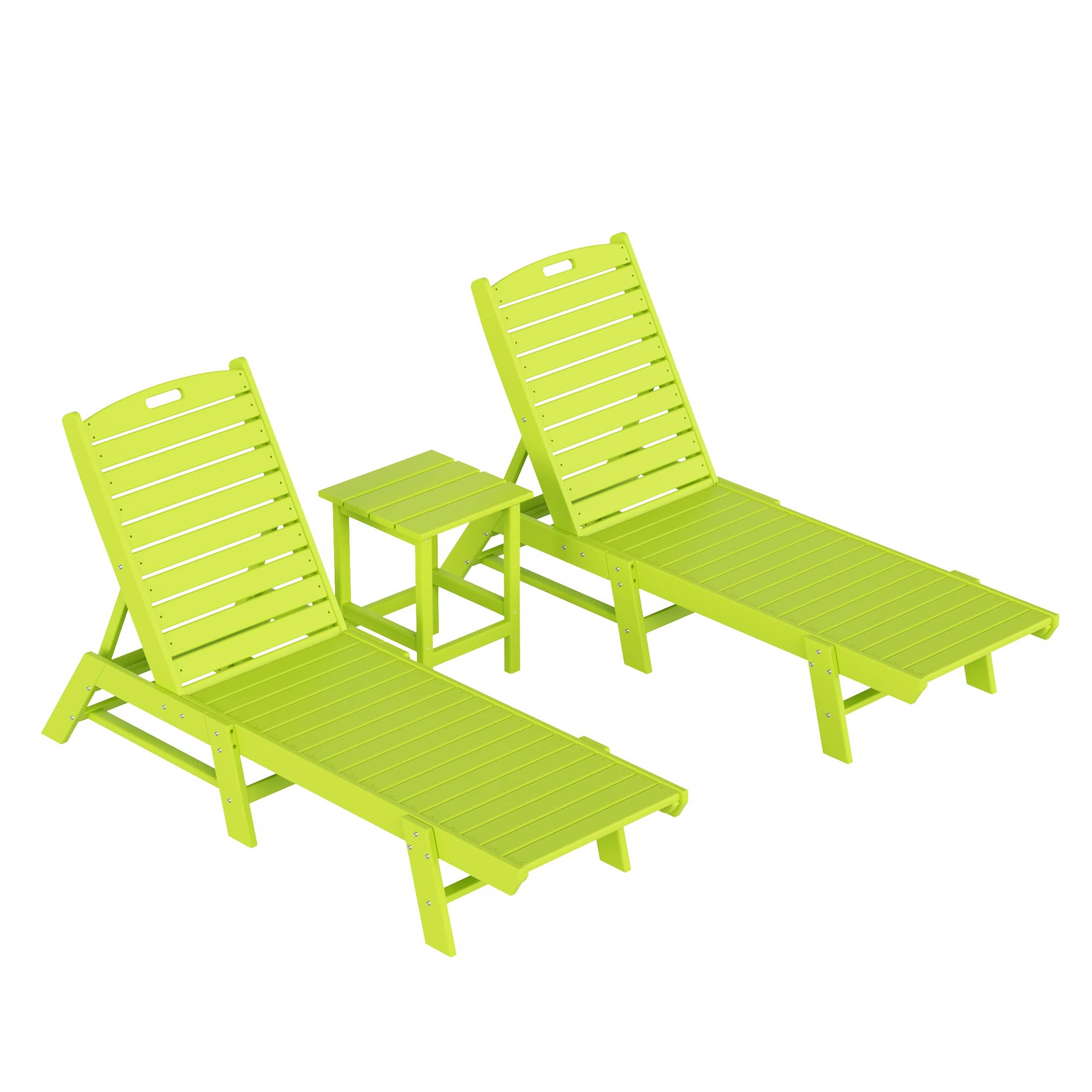 WestinTrends - Malibu Poly Reclining Outdoor Patio Chaise Lounge Chair with Side Table Set - Lime price history on PriceWatchPro