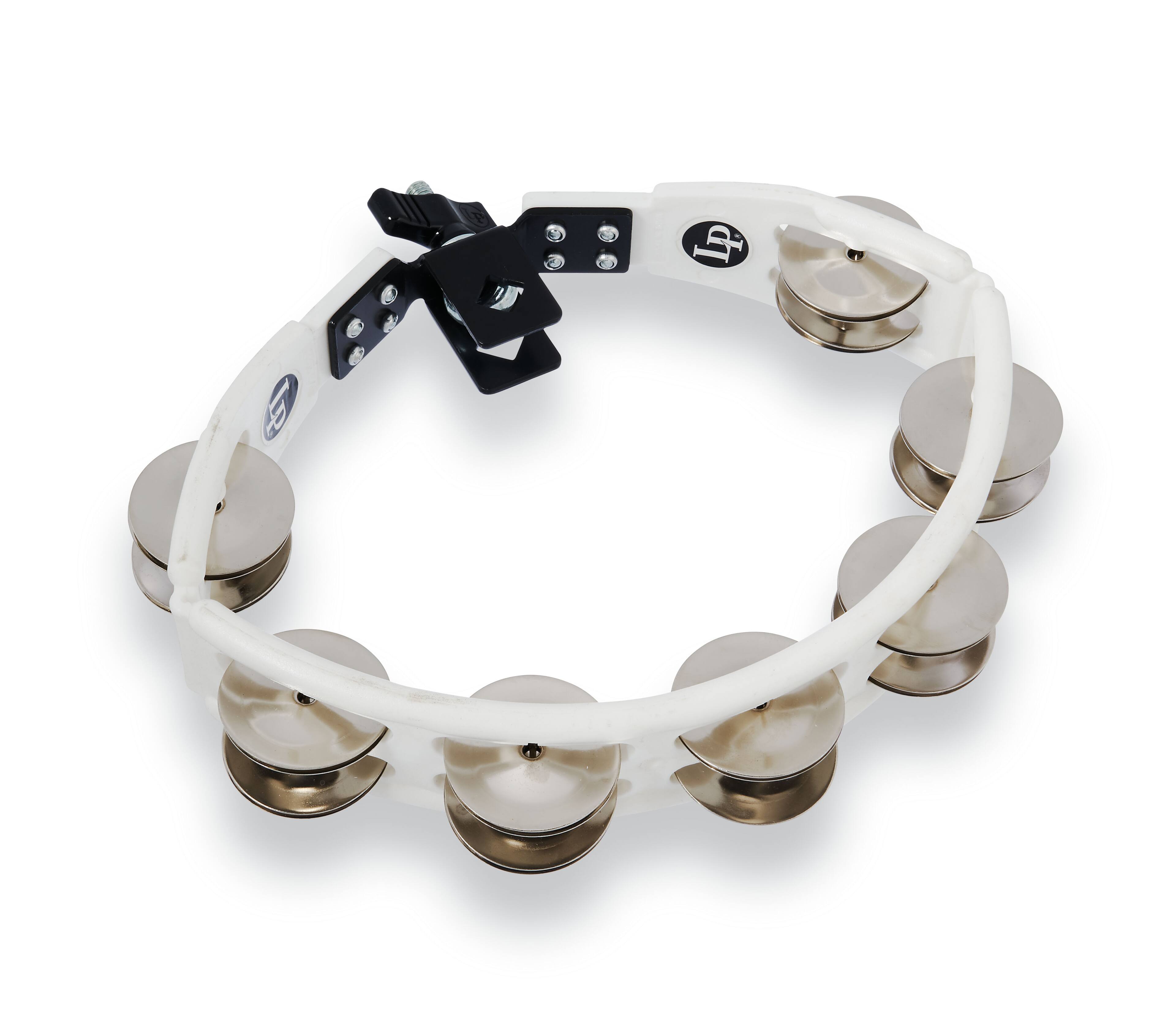 Angle. Latin Percussion - Cyclops Mounted Tambourine, Steel.