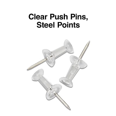 Clear Push Pins, Steel Points