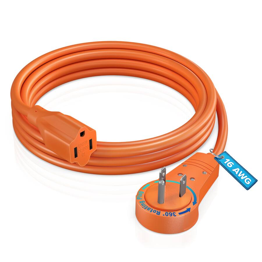 Maximm 6 Foot 360° Rotating Flat Plug Extension Cord/Wire, 3 Prong ...