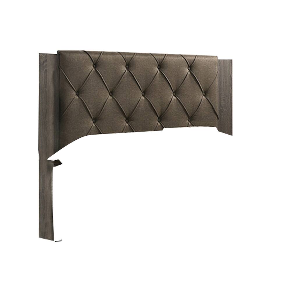 Alt View 3. Manhattan Lane - Wooden Eastern king Bed with Button Tufted Headboard - Gray and Brown.