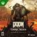 The image features a video game called "Doom: The Dark Ages" with a green character on the cover. The game is rated M for Mature and is part of the Xbox Series XIs Windows. The premium edition of the game is advertised, and the image is associated with the Bethesda game studio.