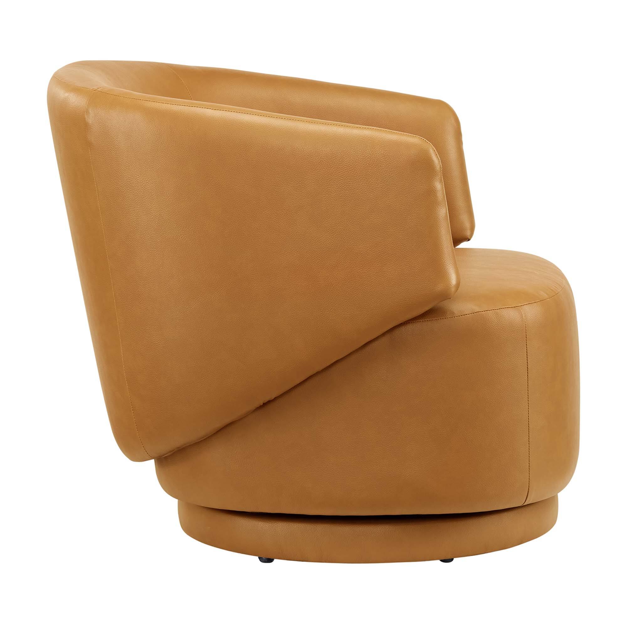 Alt View 2. Modway - Celestia Vegan Leather Fabric and Wood Swivel Chair by Modway - Tan.