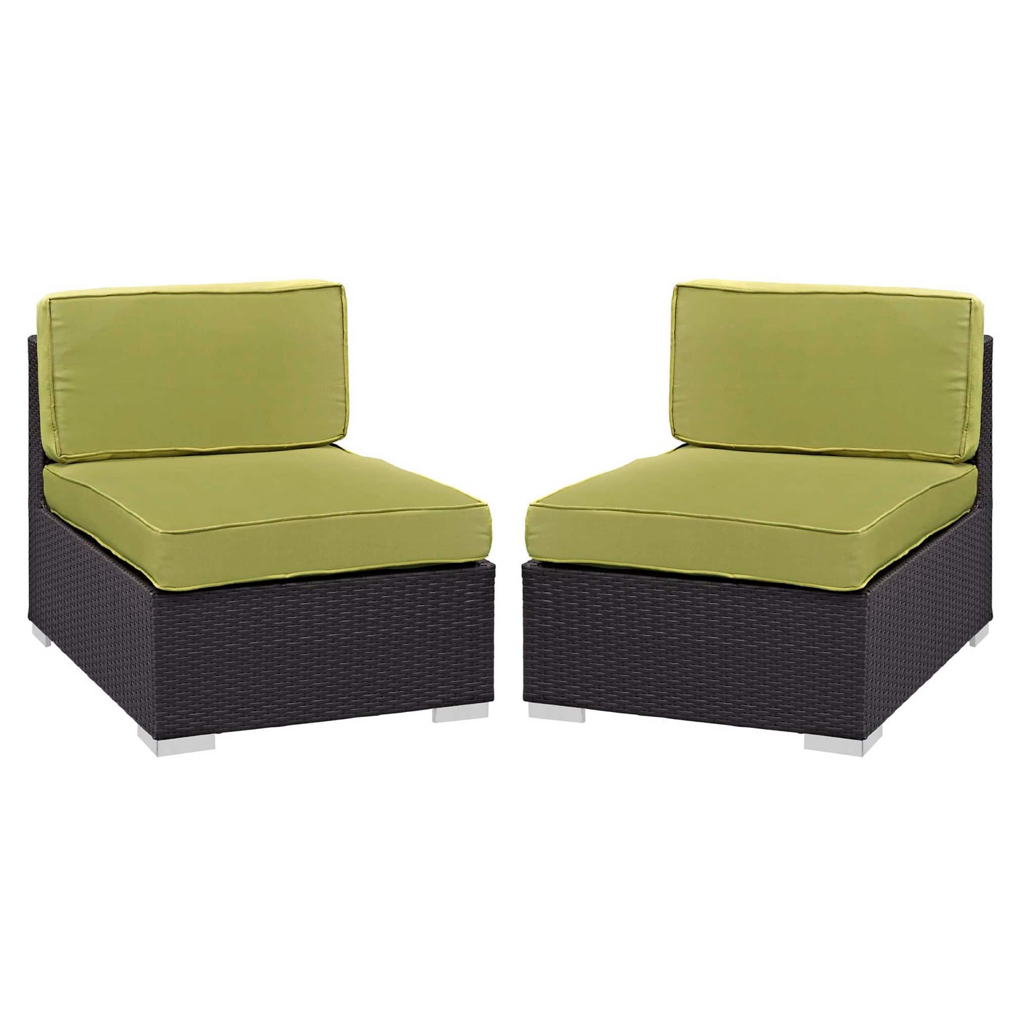 Gather Outdoor Patio Armless Chair Set of 2 by Modway - Espresso Peridot