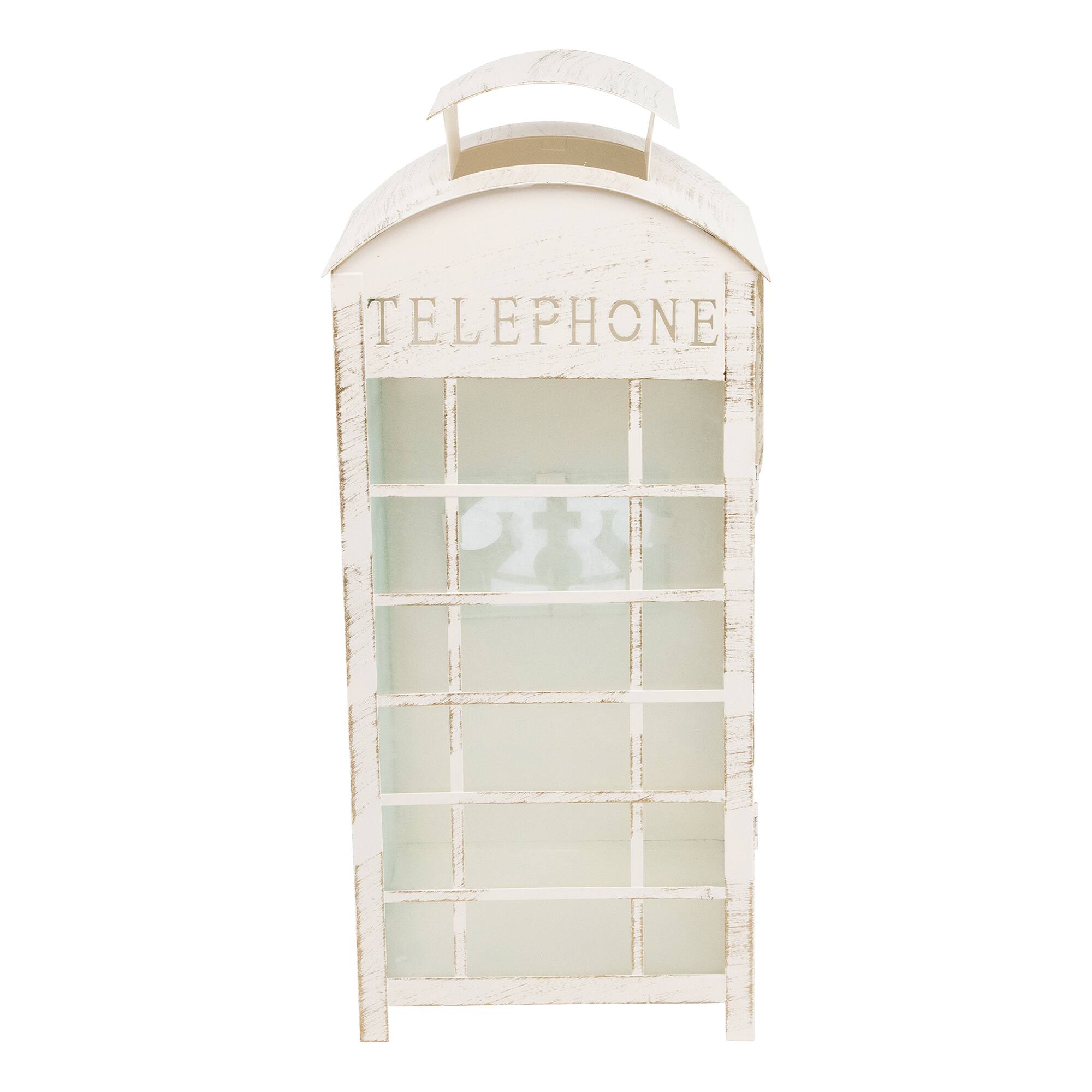 Alt View 2. Northlight - Weathered Telephone Booth Candle Lanterns - 25" - Cream and Gold - Set of 4 - Ivory.