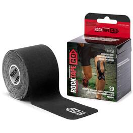 RockTape - Go 20 Pre-Cut 10-Inch Strips Kinesiology Extra Sticky Adhesive - Black