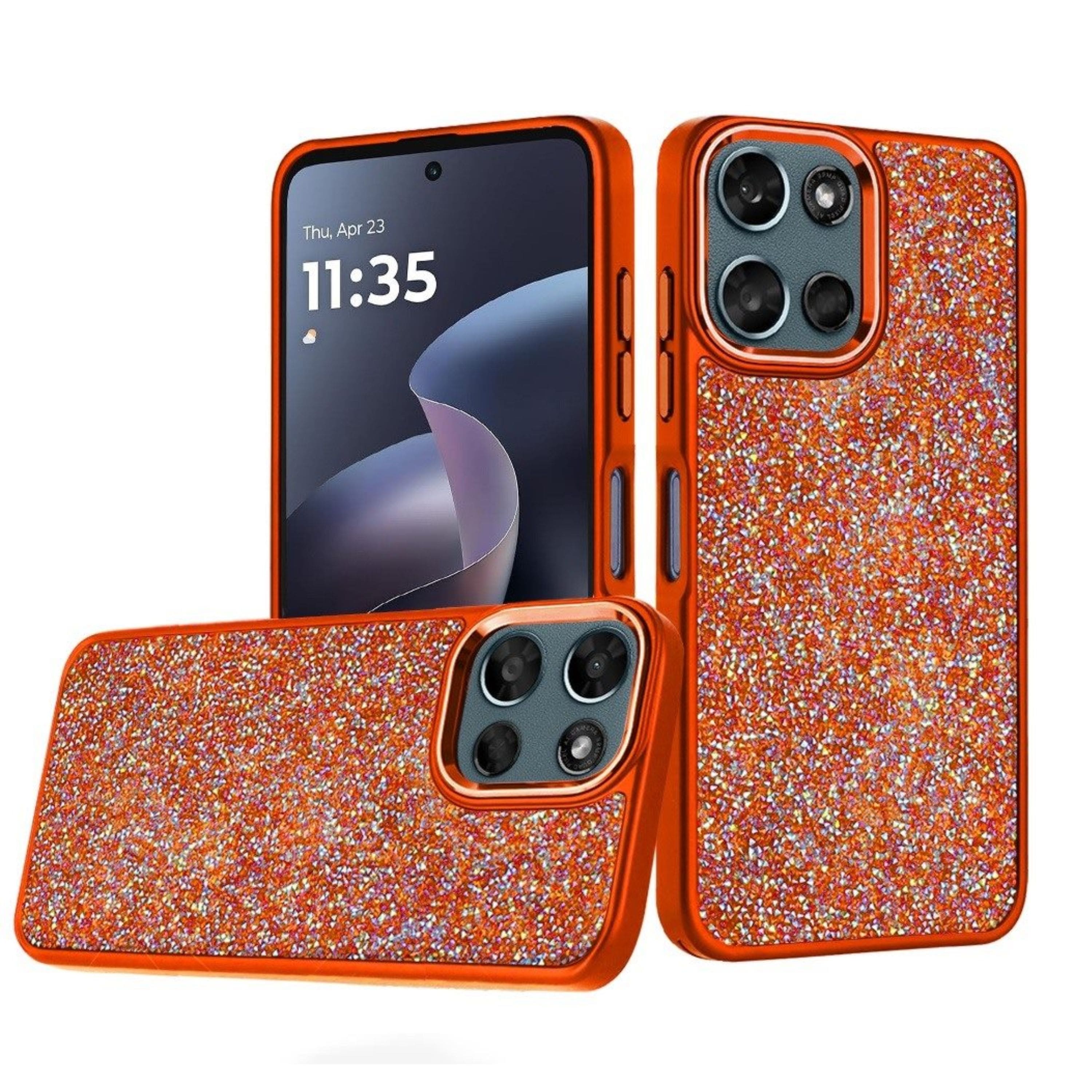 Kitcheniva - Full Shimmer Crystal Bling Case With Tempered Glass For Moto G 2025/2026 / G Play 2026 - Cosmic Orange price history on PriceWatchPro