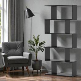 Hivvago - Modern 5-Layer Storage Shelf with Anti-Fall Design for Living Room - Black