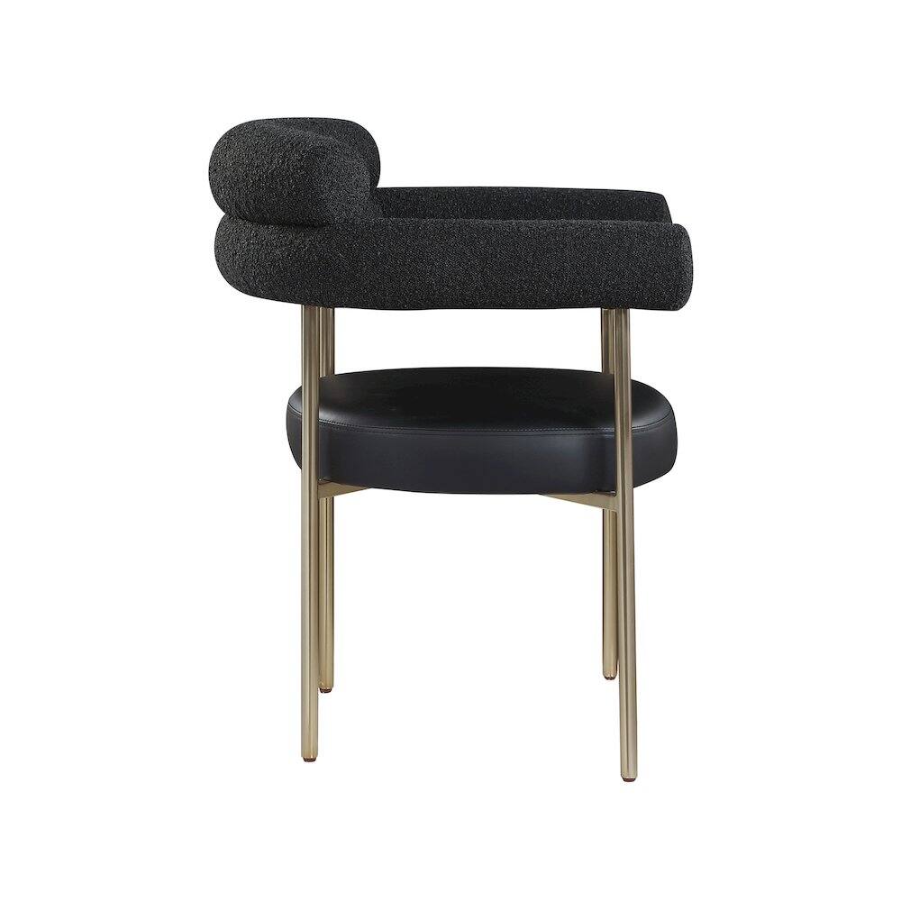 Alt View 3. Meridian Furniture - Blake Black Vegan Leather / Boucle Fabric Dining Chair, Set of 2 - Black.