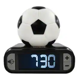 Lexibook - Digital Alarm Clock with a Soccer 3D Night Light and Sound Effects - White