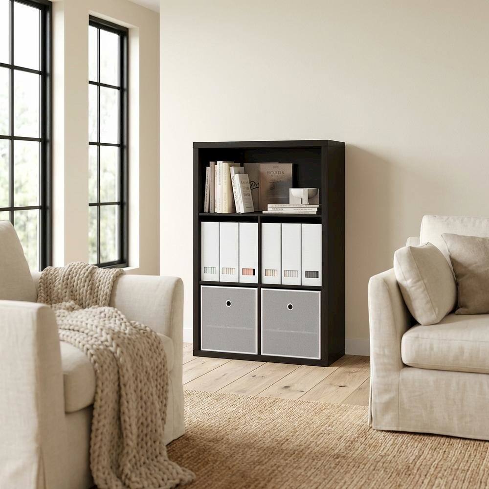 Angle. FurniFact - Wooden bookcase with sleek design, sturdy construction, ideal for home or office - Dark Oak.