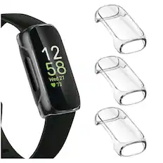 Front. Kitcheniva - Soft TPU Bumper Watch Case For Fitbit Inspire 3 / Inspire 2 /Inspire HR Pack Of 3 Clear - Clear.