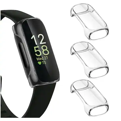 Front. Kitcheniva - Soft TPU Bumper Watch Case For Fitbit Inspire 3 / Inspire 2 /Inspire HR Pack Of 3 Clear - Clear.