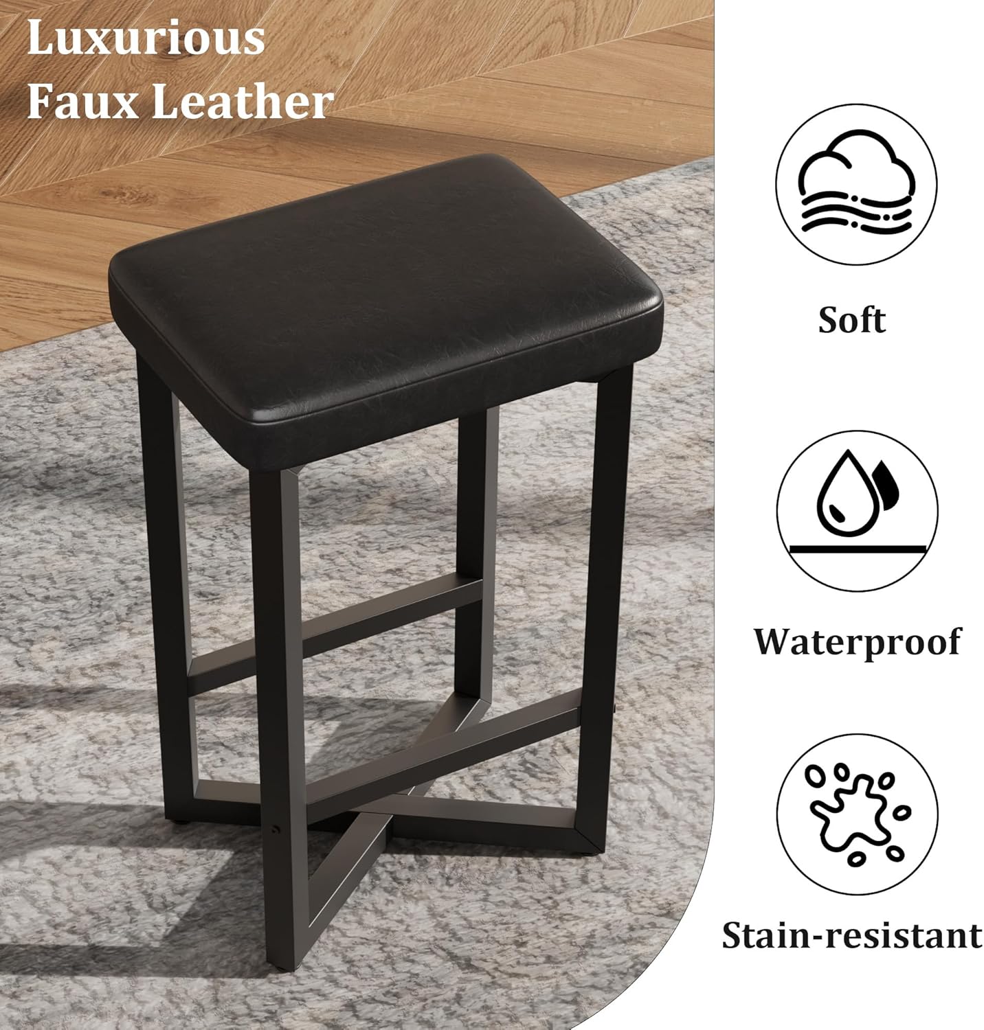 Luxurious Faux Leather

- Soft
- Waterproof
- Stain-resistant