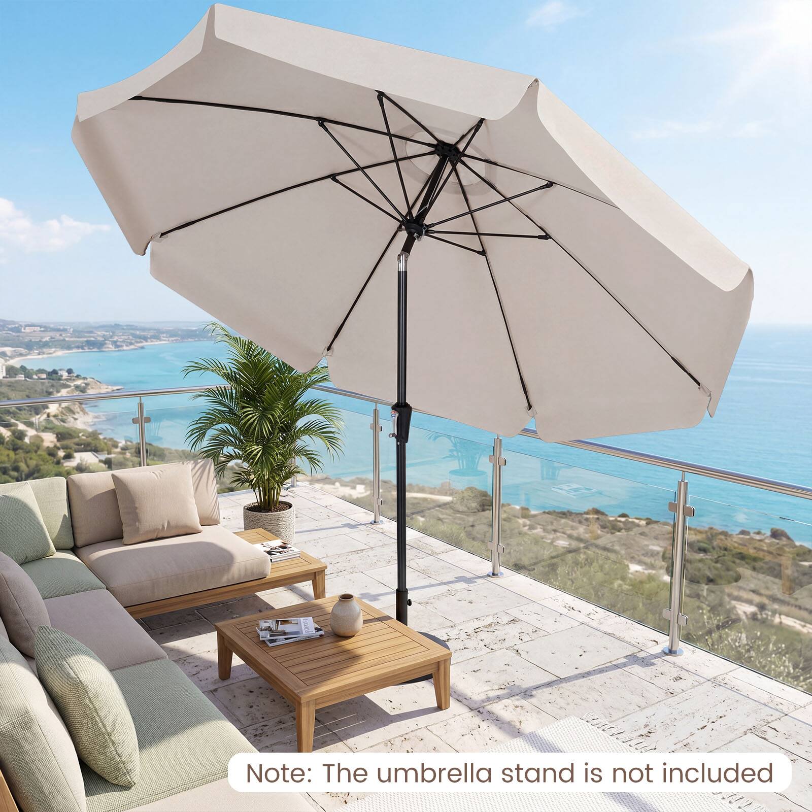 Note: The umbrella stand is not included
