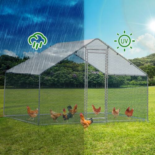 Alt View 5. Winado - 6.5 x 10 x 6.6FT Metal Chicken Coop Outdoor Large Walk-in Hen Cage House with Cover.