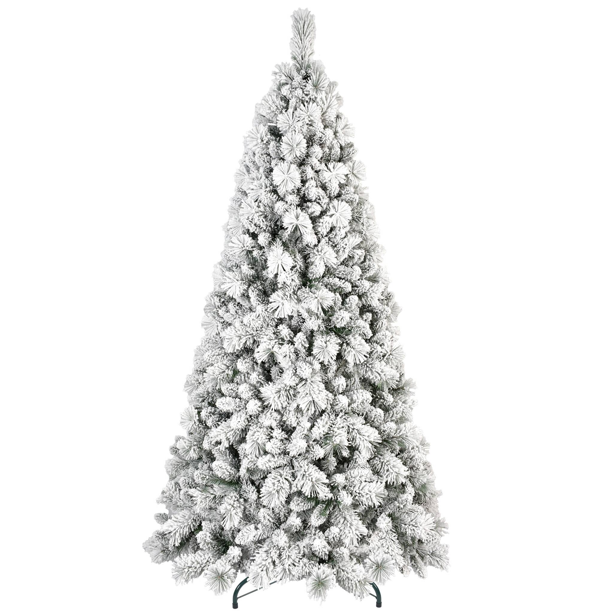 Front. Forest'nSky - 6 ft. Flocked PVC Christmas Tree with 752 Tips and Metal Stand - Green, White.