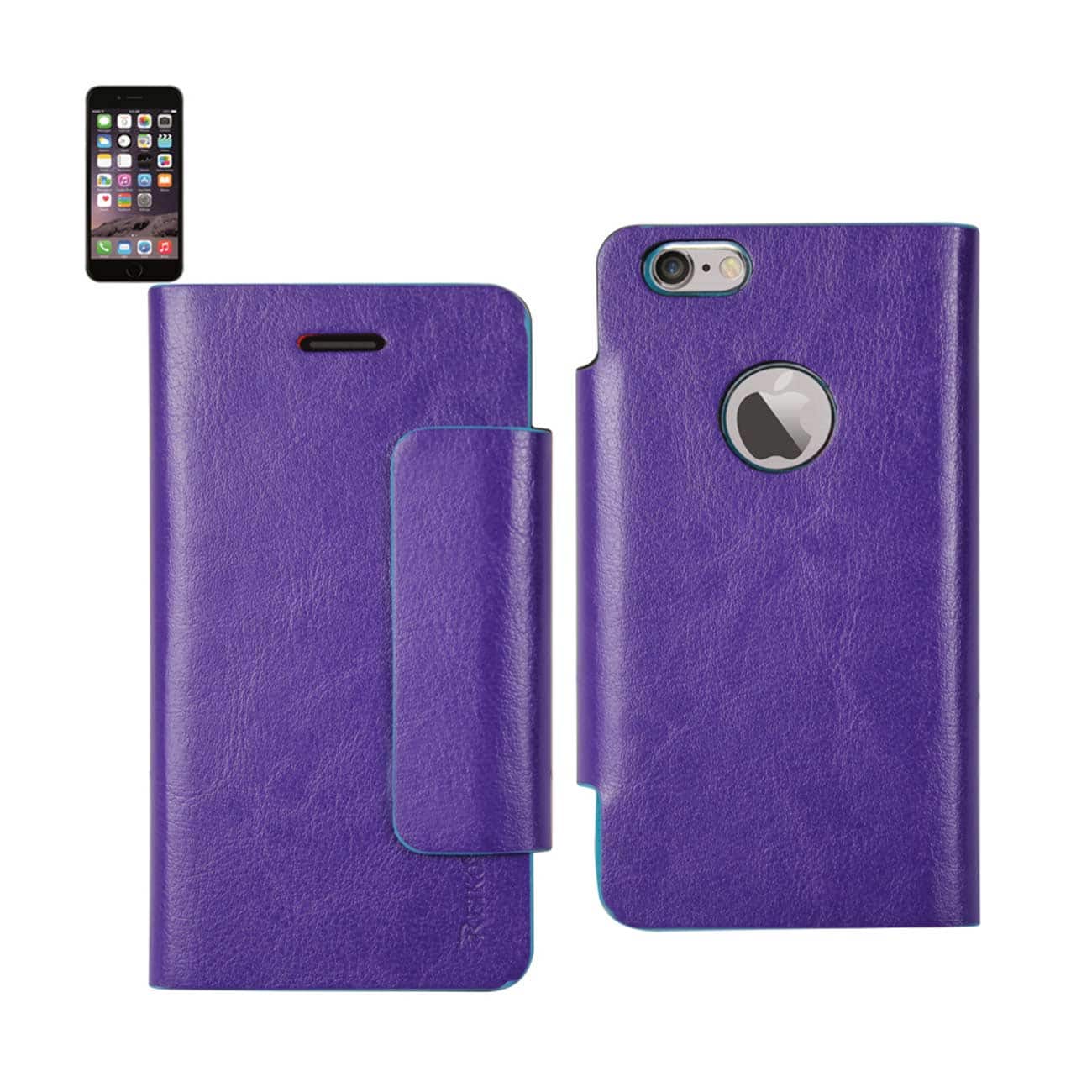 Reiko - Iphone 6 Plus Dual Color Flip Folio Wallet Case In - BLUE PURPLE