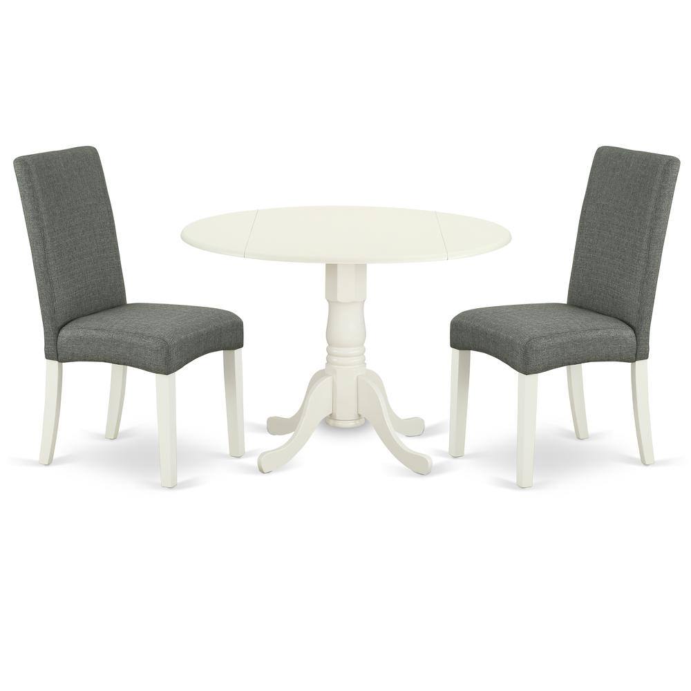 Back. East West Furniture - Dining Room Set Linen White - Brown.