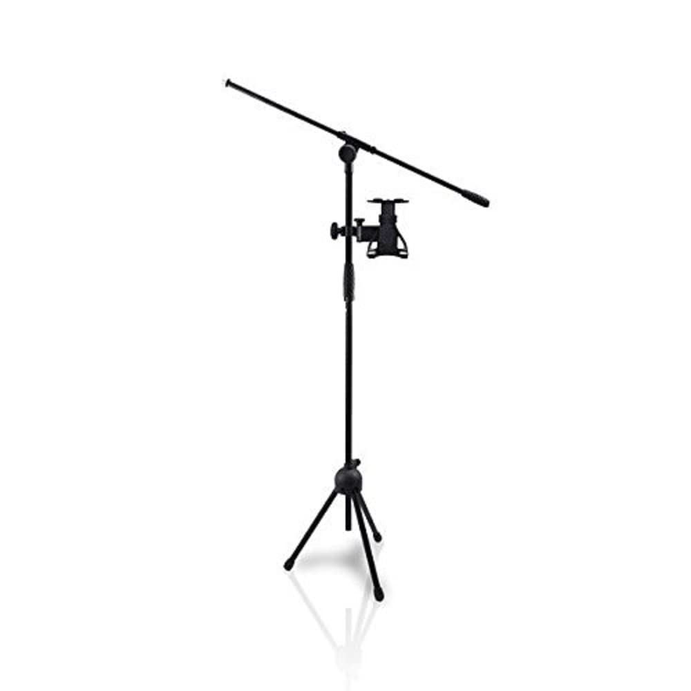 Front. PYLE - Pyle 2-in-1 Microphone and Tablet Stand - - black.