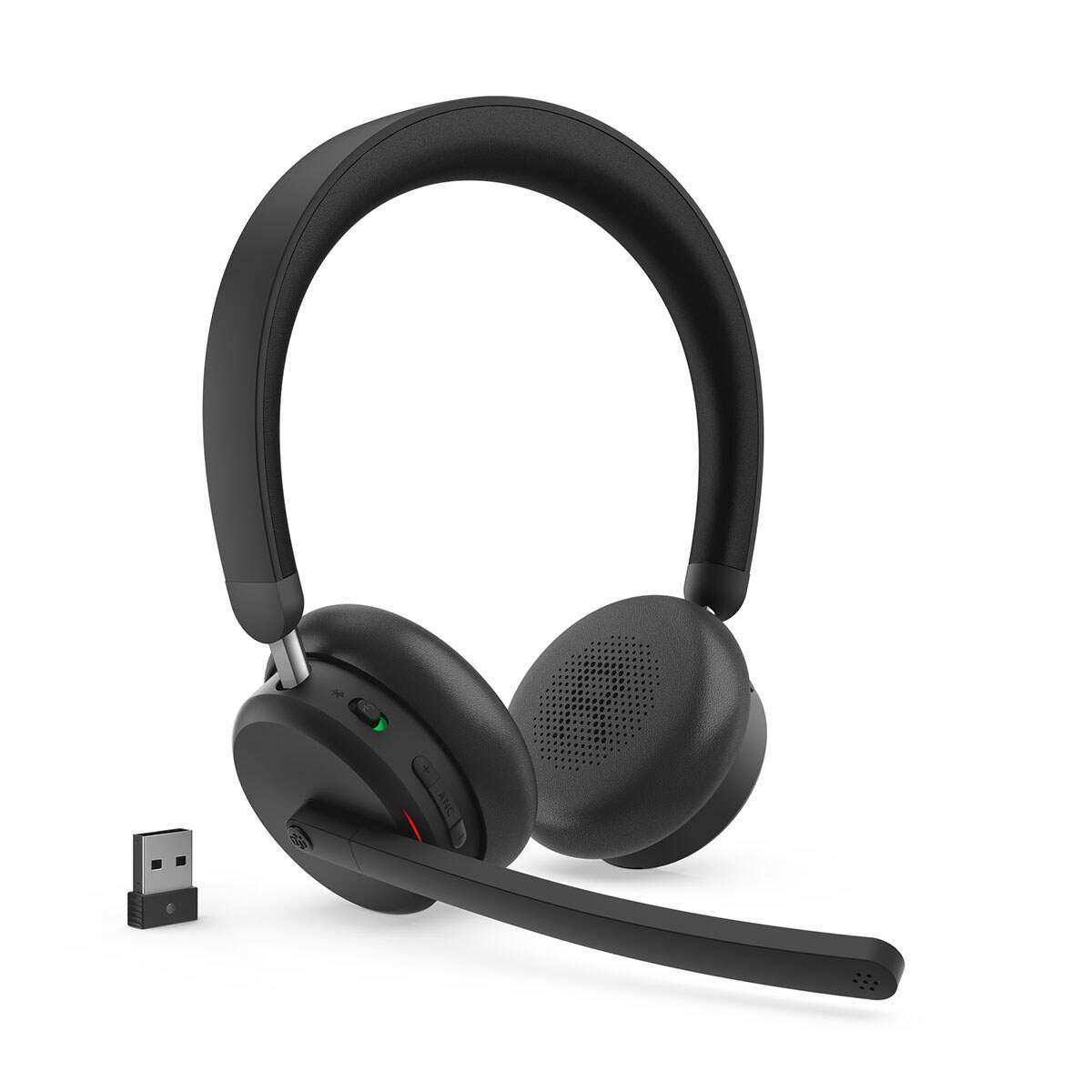 Alt View 6. Lenovo - Lenovo 6550 Wireless Active Noise Canceling On-Ear Headset with USB-A Adapter, Microsoft Teams Certified.