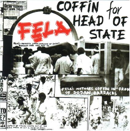 **COFFIN for HEAD OF STATE**
**FELA**
FELA'S MOTHER'S COFFIN ARRIVING AT DODAN BARRACKS FATE SEPT 3TH -79.
FELA'S MOTHER'S COFFIN IN FRONT OF DODAN BARRACKS
FELA 57 OTHERS COMING OUT OF THE BLACK MARIA ON OCT. 2, 1979-3T.ANAS COURT. TINUNU, LAGOS.
**PUNCH**
400,000 TEACHERS MAY DOWN TOOLS
**Our reign serve**