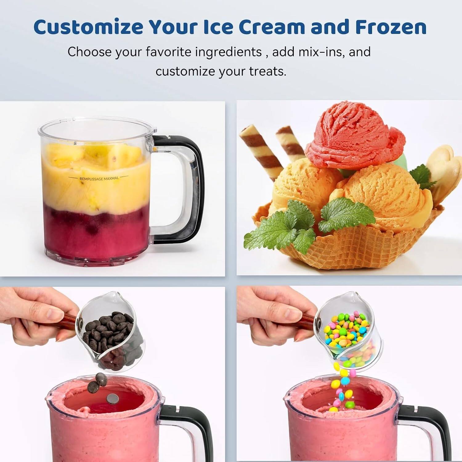 Customize Your Ice Cream and Frozen

Choose your favorite ingredients, add mix-ins, and customize your treats.