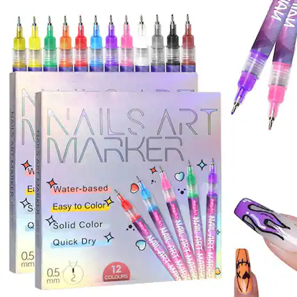 Nails Art Marker
Water-based
Easy to Color
Solid Color
Quick Dry
0.5 mm
12 Colours