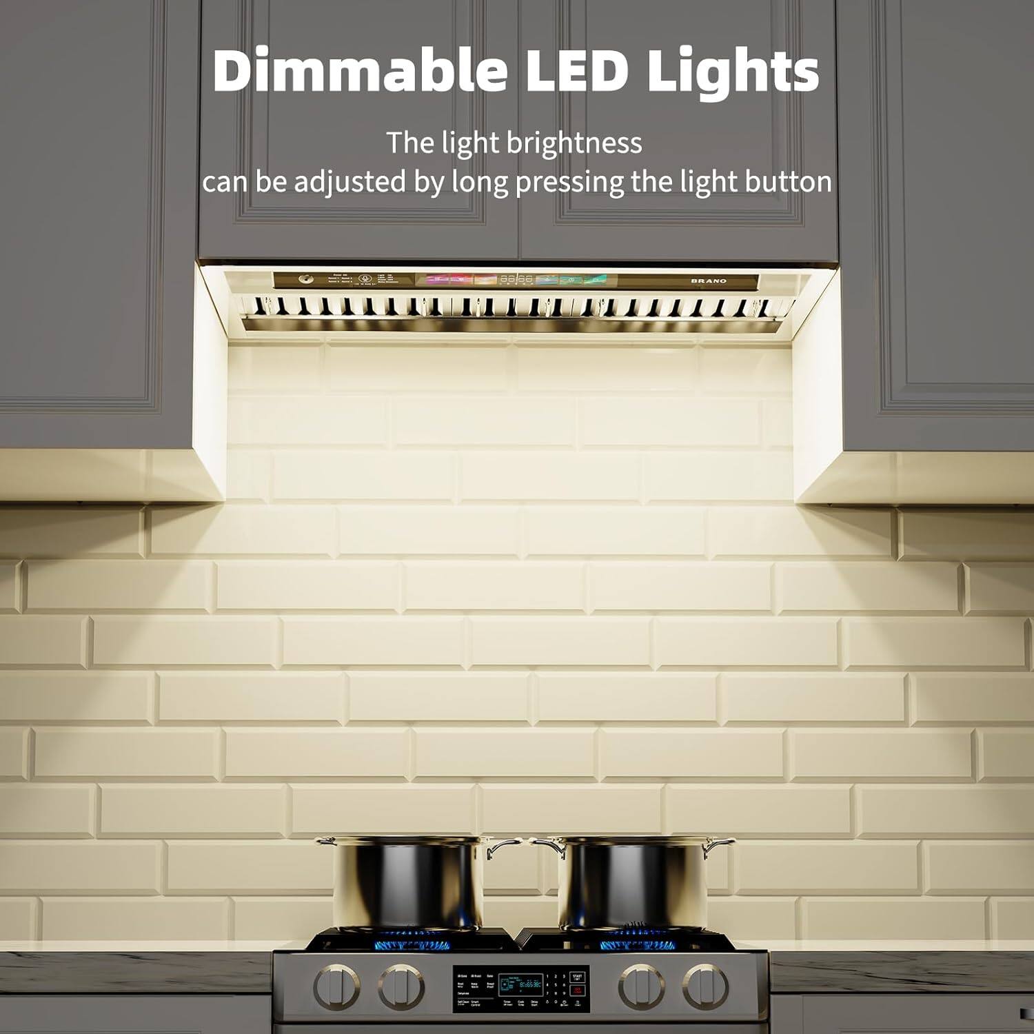 Dimmable LED Lights

The light brightness can be adjusted by long pressing the light button