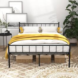 LUCKY ONE - Full Size Platform Bed Frame with Headboard and Footboard, Heavy Duty Metal, Under-Bed Storage, No Box Spring Needed - Black