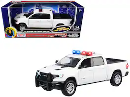 2019 RAM 1500 Laramie Crew Cab Pickup Truck White with Lights and Sounds 1/24-1/27 Diecast Model Car by Motormax