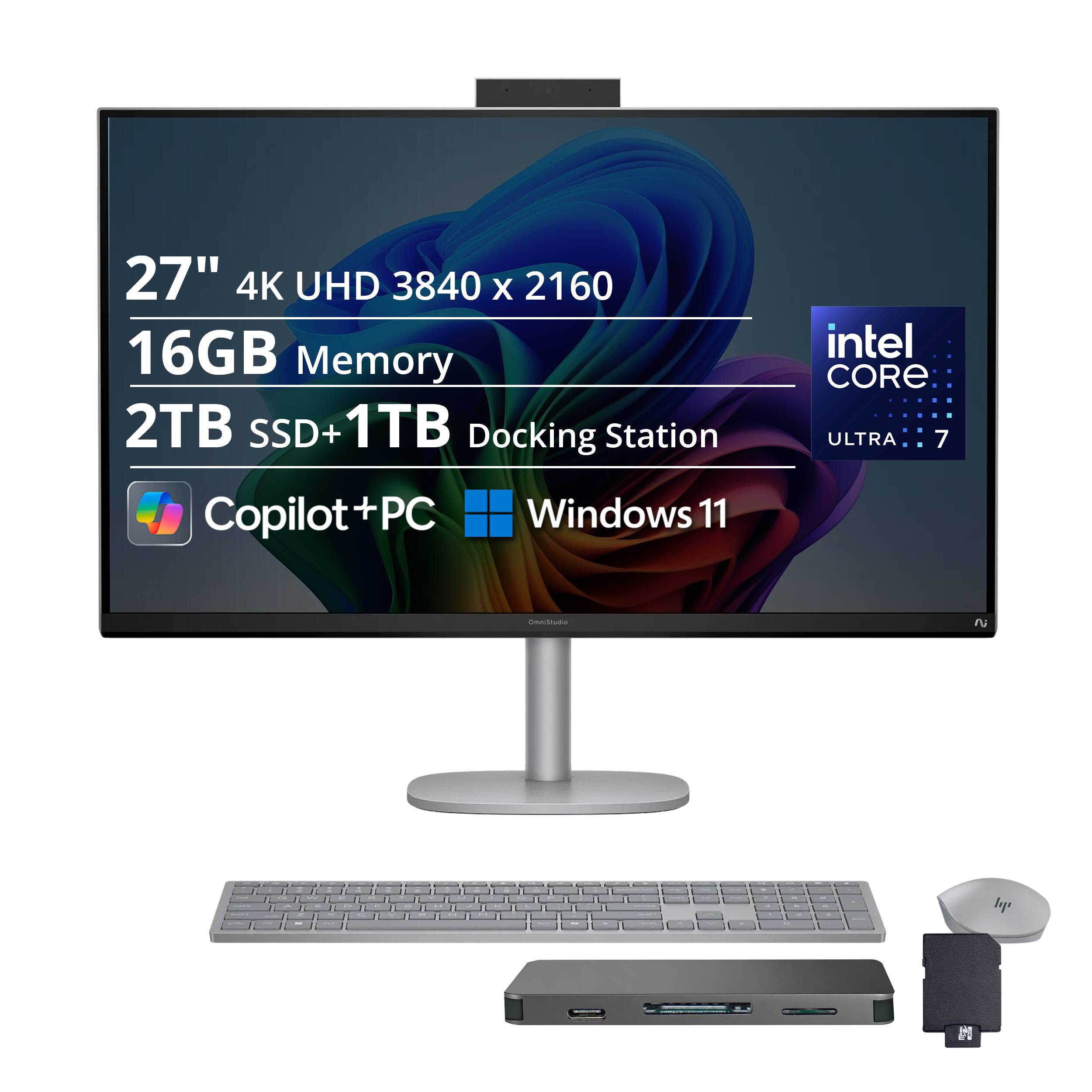 27" 4K UHD 3840 x 2160  
16GB Memory  
2TB SSD+1TB Docking Station  
Copilot+PC  
Windows 11  
Intel Core Ultra 7  
OmniStudio