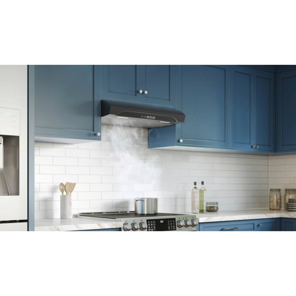 Alt View 13. Broan - Alta 30-Inch 350 MAX Blower CFM 1.5 Sones Black Stainless Range Hood - Stainless Steel.