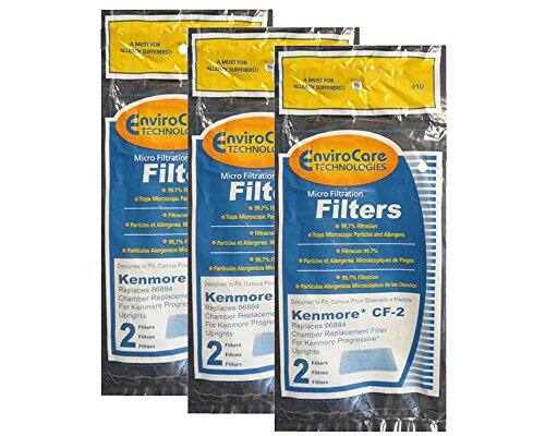 A MUST FOR SUFFERERS  
A MUST FOR ALL SUFFERERS  

EnviroC Technologies  
Micro Filtration  
97% Filters Microscopic Particles and Allergens  

Kenmore  
Replaces 86884  
For Kenmore Progressive Uprights  
2 Filters  

EnviroC Technologies  
Micro Filtration  
97% Filters Microscopic Particles and Allergens  

Kenmore  
Replaces 86884  
For Kenmore Progressive Uprights  
2 Filters  

EnviroC Technologies  
Micro Filtration  
97% Filters Microscopic Particles and Allergens  

Kenmore  
Replaces 86884  
For Kenmore Progressive Uprights  
2 Filters  

Designed for Kenmore  
Concua Kenmore  
CF-2  
For Kenmore Progressive Uprights  
2 Filters