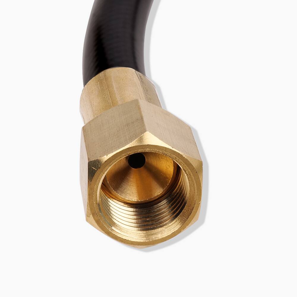 Angle. Empava - 15ft Propane Hose Adapter – 3/8" Female Flare to 1/4" Male Plug for RV Grills, Heaters & Stoves (CSA Certified) - Black.