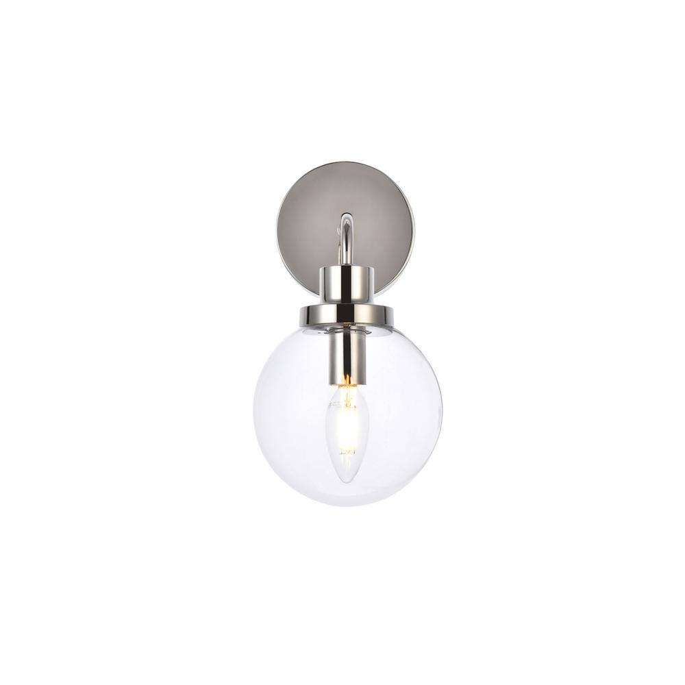 Alt View 3. Living District - Hanson 1 light bath sconce in polished nickel with clear shade - Polished Nickel And Clear Shade.