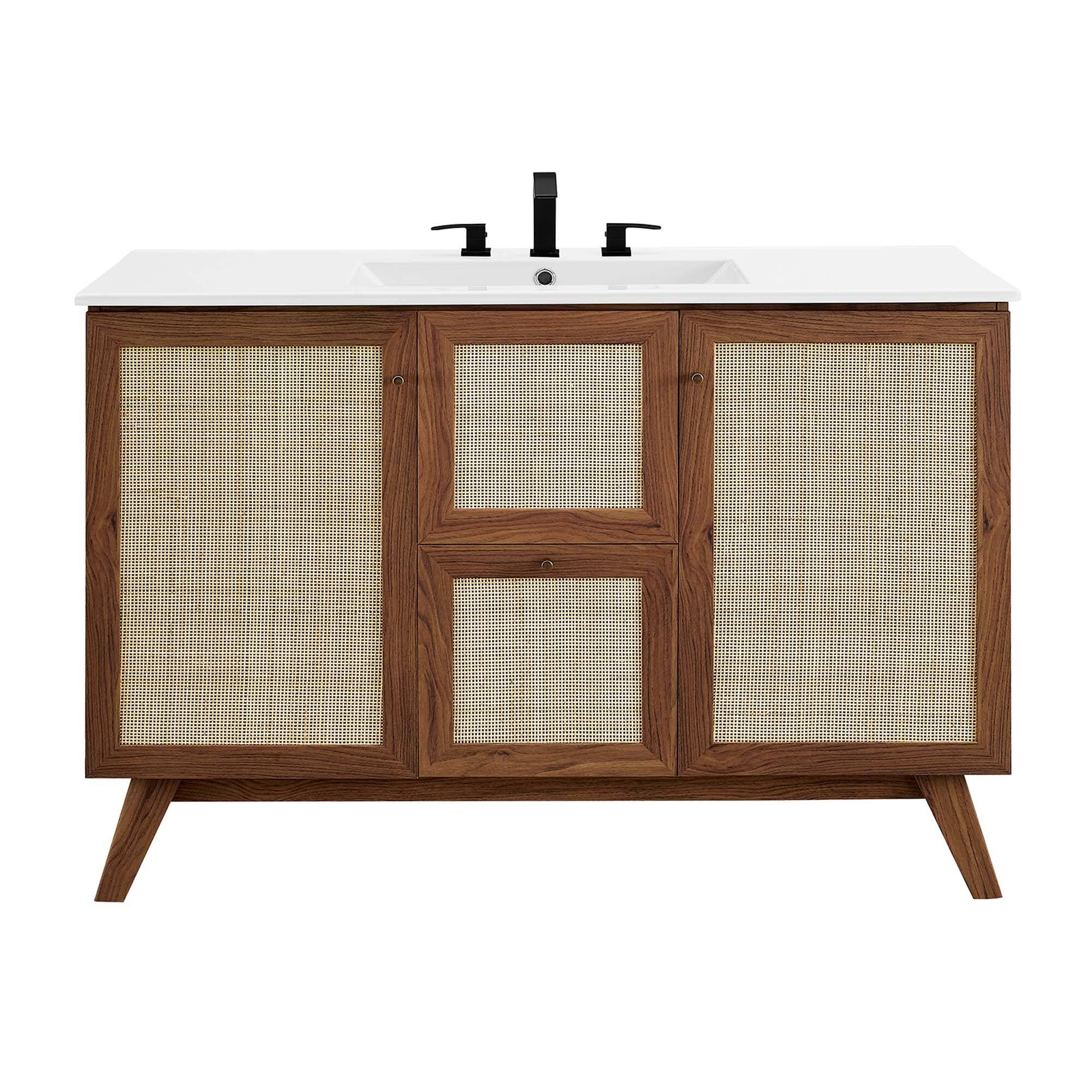 Alt View 8. Modway - Soma Bathroom Vanity with White Basin Included by Modway - Walnut White.