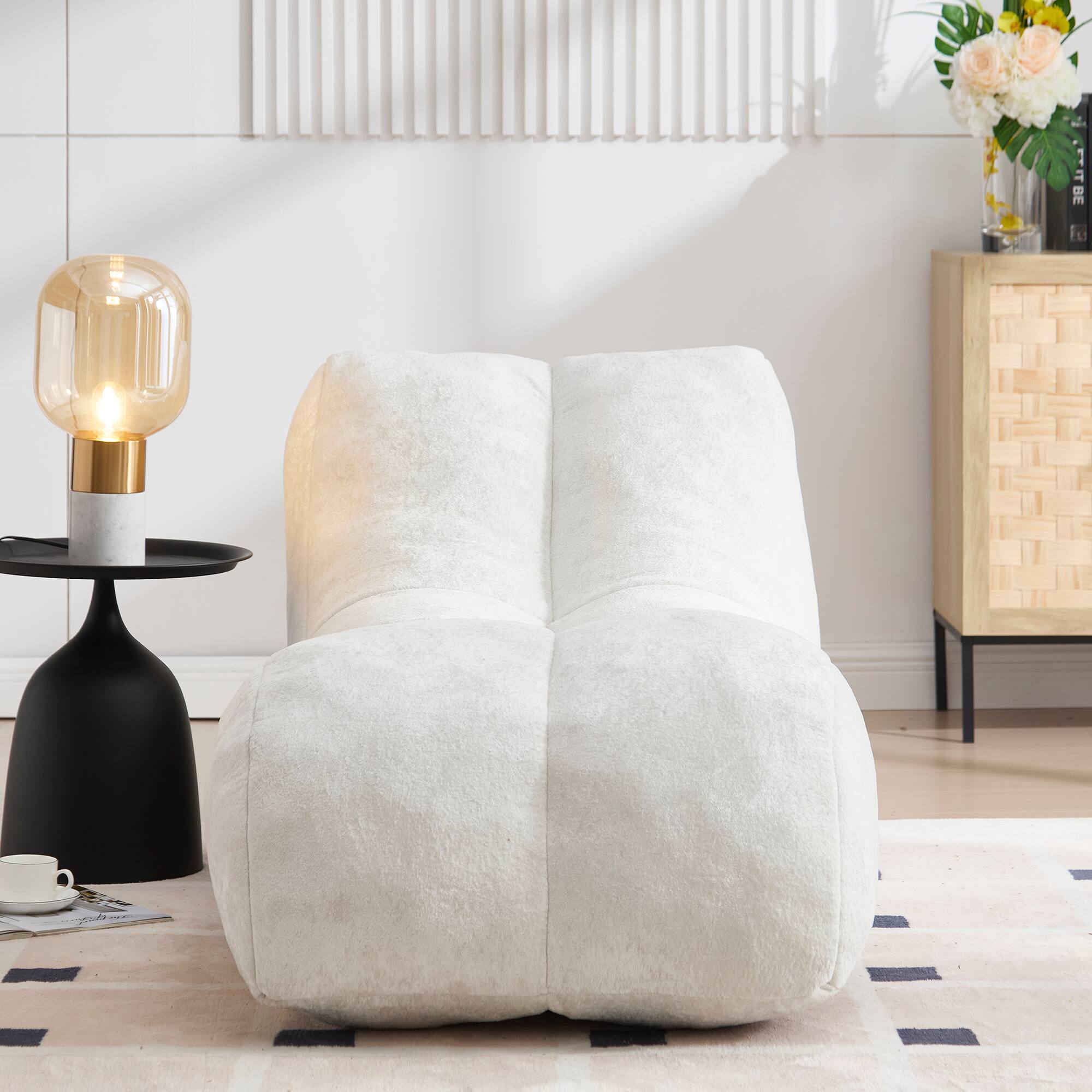 Alt View 2. GOODSILO - Cozy Bean Bag Sofa Chair - Adult Lounger for Gaming, Reading & Relaxation - White.