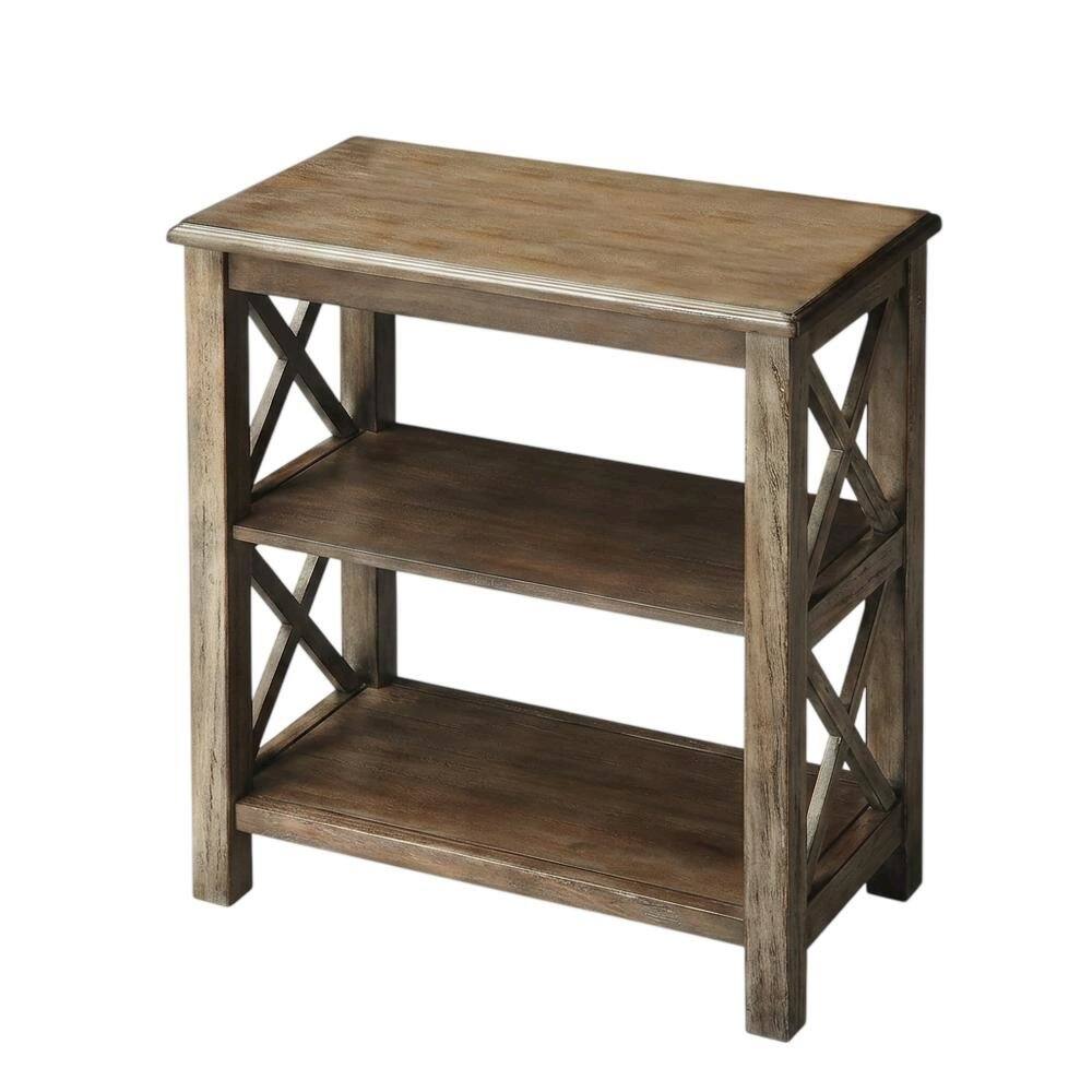 Front. Starlight Canyon Home - Transitional Distressed Bookcase, Wood Bookshelf for Living Room or Office - Light Brown.