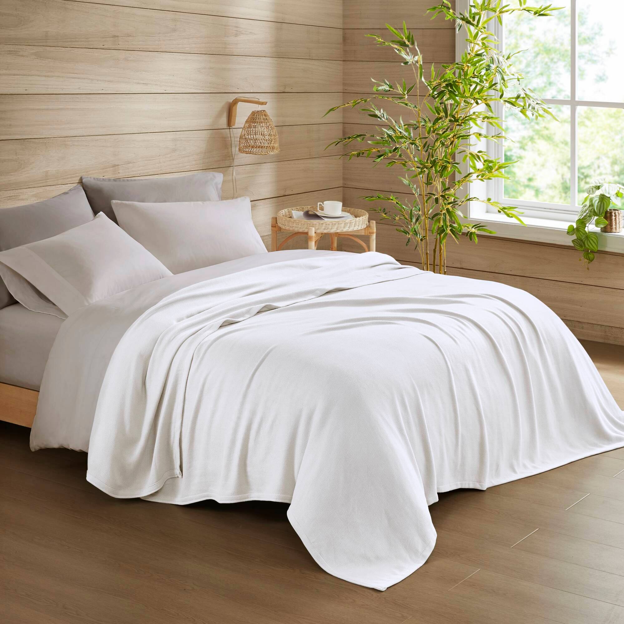 Gracie Mills Kaelith Bamboo Cotton Rayon Blanket Textured White - Best Buy