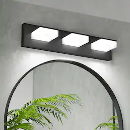 HOMLUX - 19.69 in. 3 Lights Black LED Vanity Light Bar with Acrylic Shade