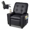 Front. Costway - Costway Push Back Kids Recliner Chair for Ages 3+, PU Leather Reclining Armchair with Cup Holder - Black.