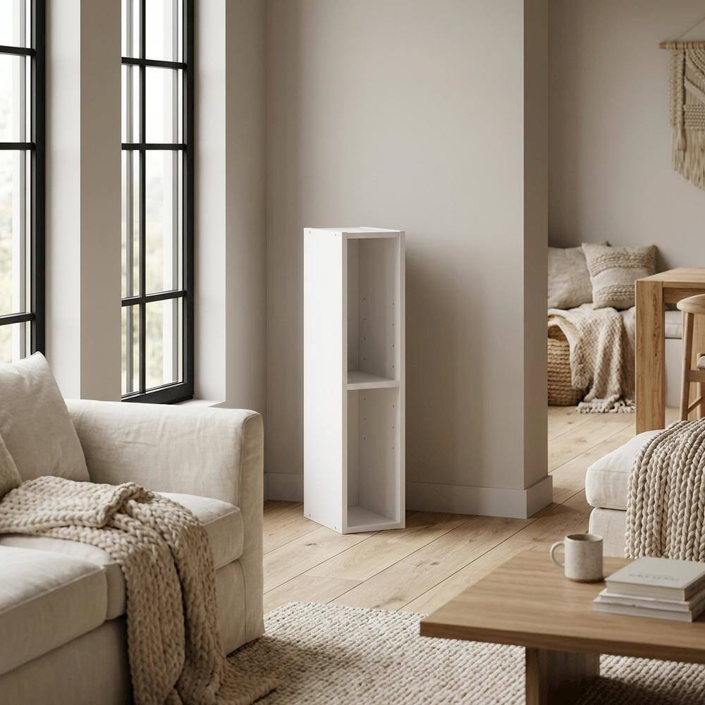 Angle. FurniFact - Wooden White Bookcase with Compact Design and Ample Storage Space - White.