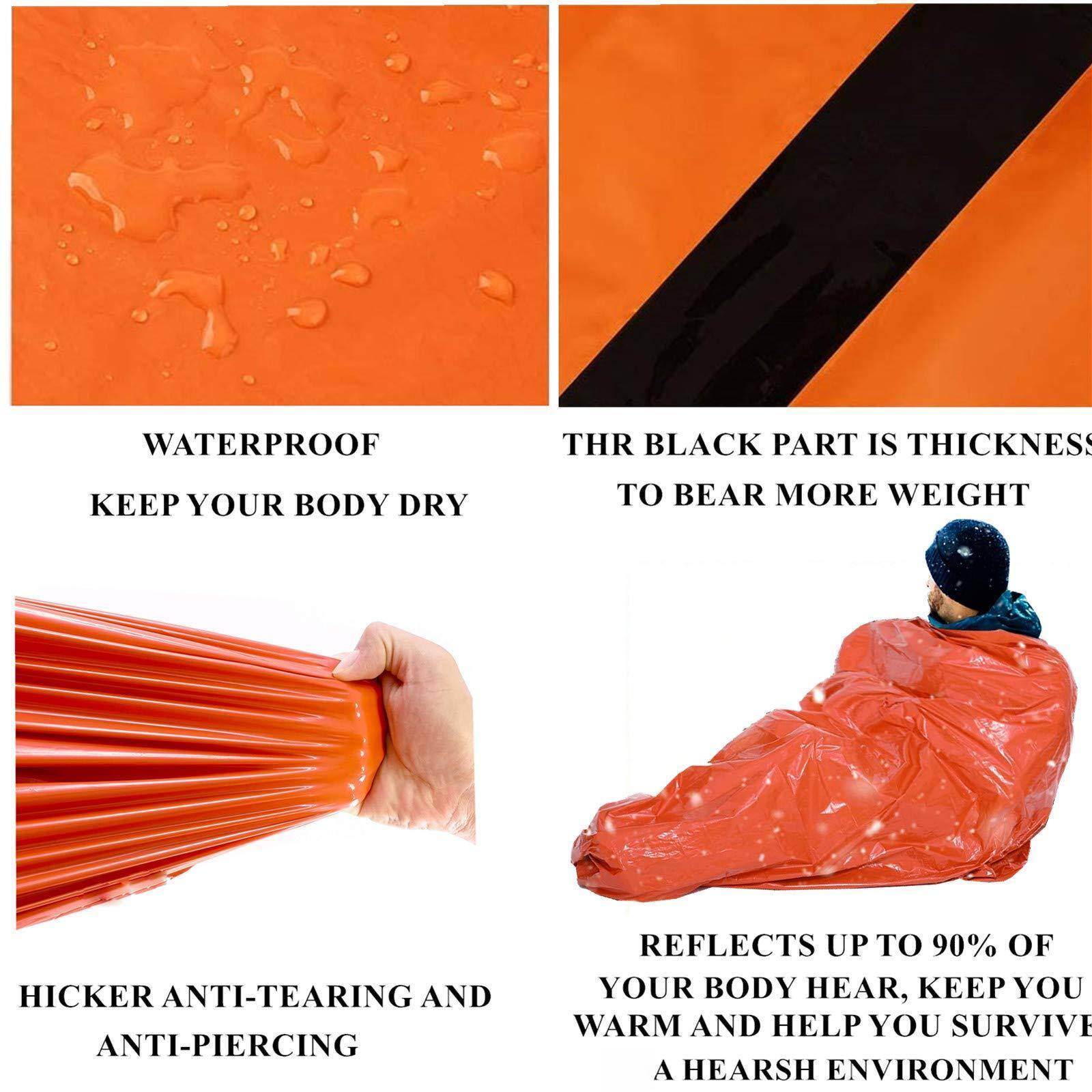 - WATERPROOF  
  KEEP YOUR BODY DRY

- THR BLACK PART IS THICKNESS  
  TO BEAR MORE WEIGHT

- HICKER ANTI-TEARING AND  
  ANTI-PIERCING

- REFLECTS UP TO 90% OF  
  YOUR BODY HEAT, KEEP YOU  
  WARM AND HELP YOU SURVIVE  
  A HARSH ENVIRONMENT