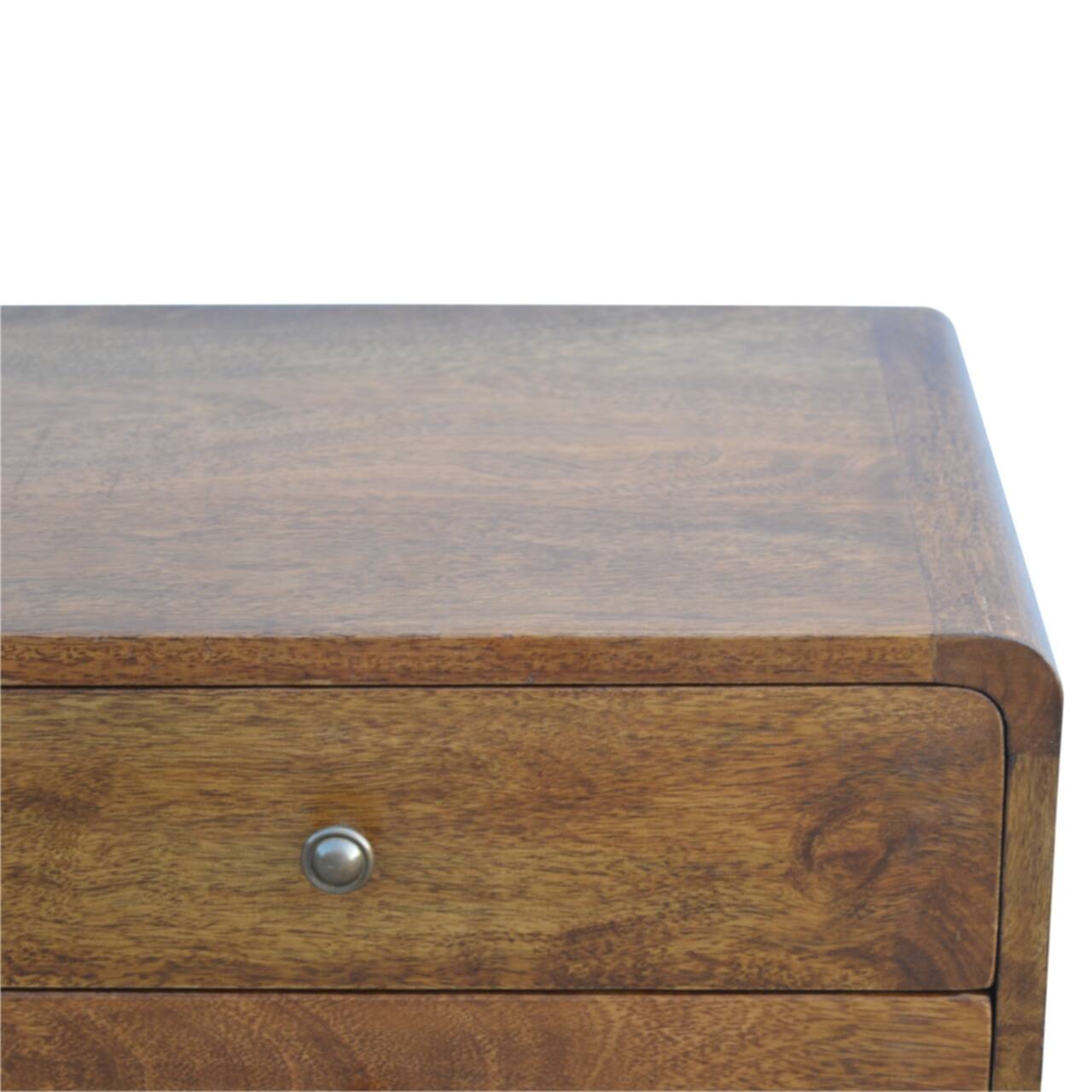 Alt View 1. Artisan Furniture - Artisan Furniture Solid Wood Curved Chestnut Nightstand, 2 Drawers, Nordic Legs - Chestnut.